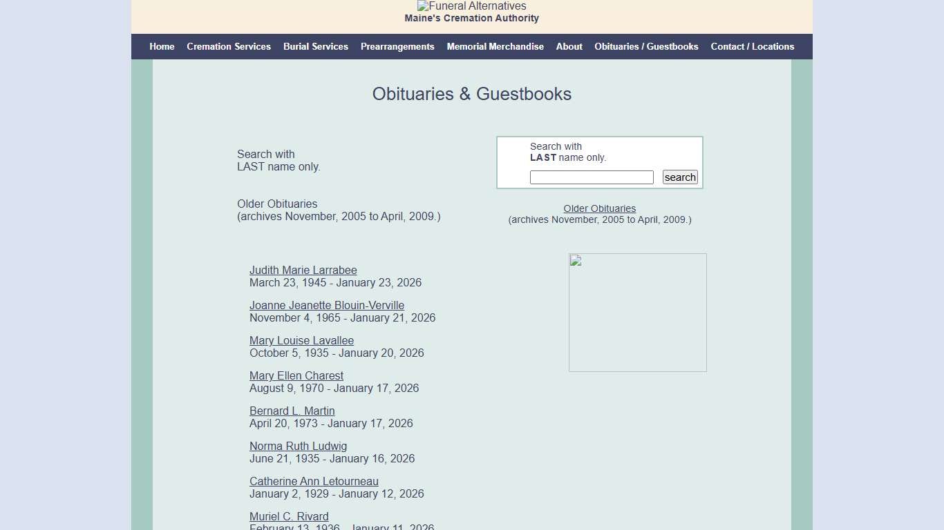 Obituaries : Funeral Alternatives of Maine