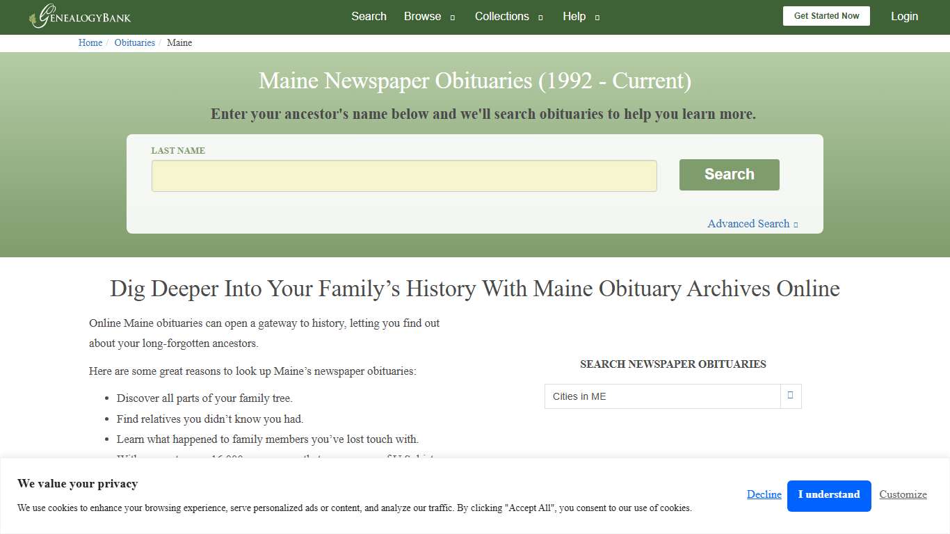 Maine Obituary Archive Search GenealogyBank